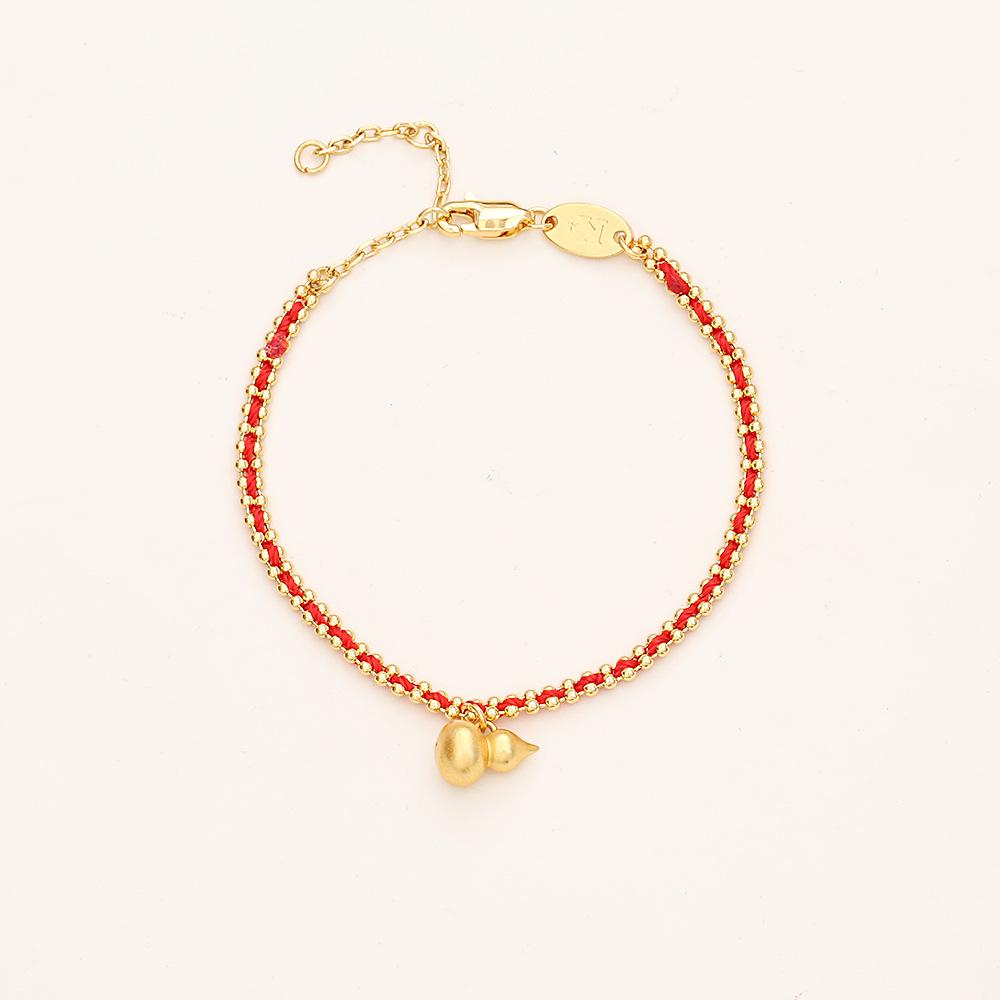 Chinese-Inspired Festive Gourd Fulu Bracelet: Gold-Plated, High-End Fashion, New Chinese Style Jewelry.