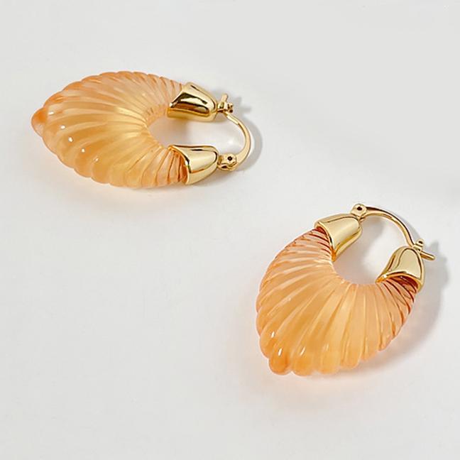 Creative Thread Geometric Transparent Resin Acrylic Drop Earrings for Women New Trendy Metal Ear Buckle Hoops Zircon Gifts оранжевый