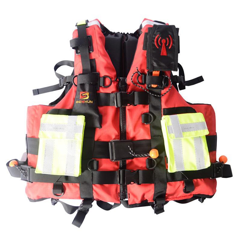 150N High-Buoyancy Whitewater Life Jacket with Large Pockets for Flood Control and Rescue Standard