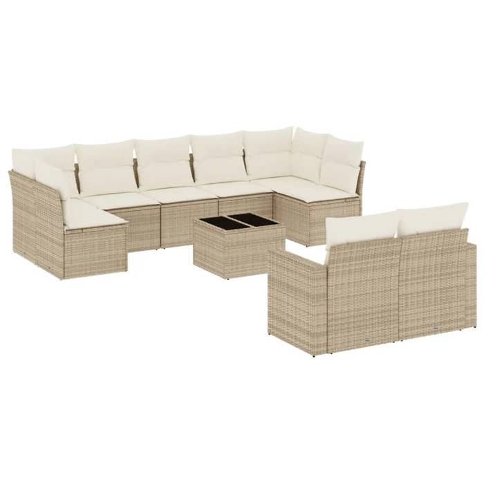 VidaXL Garden Lounge Set with Cushions 10 Pcs, Patio Sofas, Patio Furniture Set, Outdoor Furniture, Beige 3219418