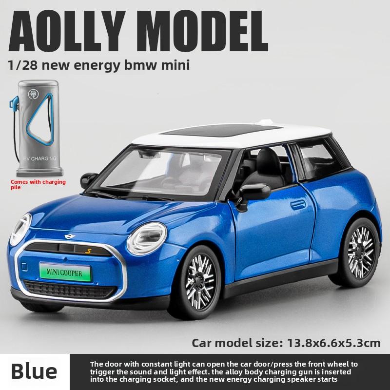 

1/28 BMW Mini Cooper Металева модель автомобіля з зарядним пристроєм EV, звуком, світлом. Дитяча іграшка для хлопчиків, лита модель транспортного засобу, колекційна мініатюрна машинка