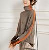 Winter Women's Turtleneck Sweater Warm Pullover Commuter Elegant Loose Casual Women's Retro Contrast Color