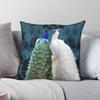 White Peacock Blue Peacock Bird Square Pillowcase Polyester Linen Velvet Pattern Decor Throw Pillow Case Car Cushion Cover 18"