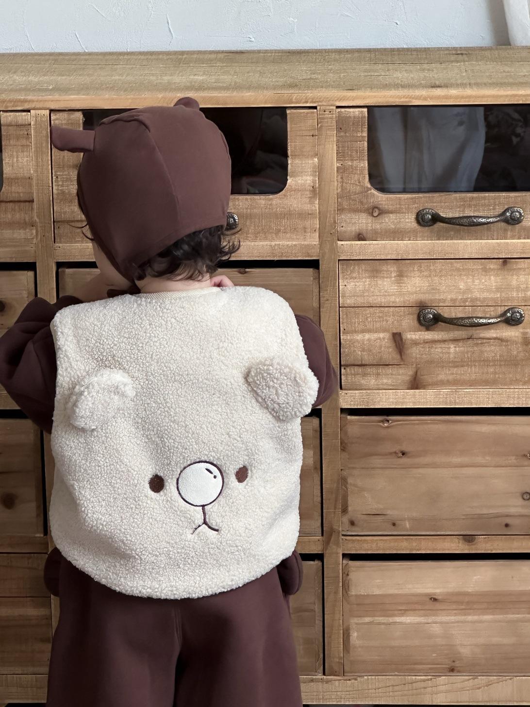 Детская одежда осень и зима новая детская плюшевая жилетка куртка детская одежда мальчики утепленный комплект свитеров 73CM