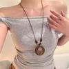 Holiday Style Resin Wood Bead Pendant Necklace, New Seaside Photo Collarbone Chain, Niche Personalized Item Decoration Women