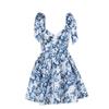 Summer 2025 Sexy A-Line Lace-up Print Dress - Vacation Style, Slimming Fit for Women
