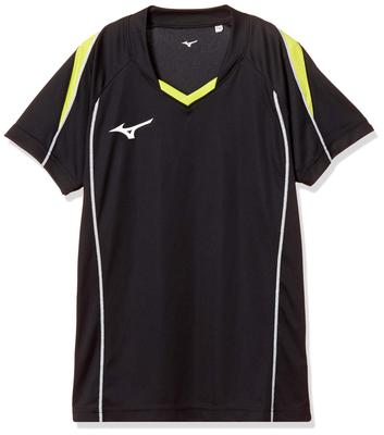 Mizuno Volleyball Game Shirt Black X Lime Size S Size (Short Sleeve), V2MA9087, Green, (Japan S)