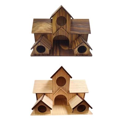 Weather Resistant Wooden Bird House Craft Set Exterior Bird Hut Nest Room for Birds Garden Courtyard