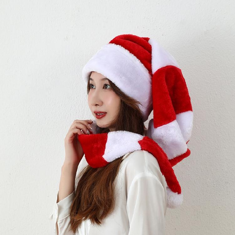 Funny 130cm Long Christmas Hat Striped Santa Hat Adult Plush for Celebrations