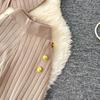 Casual Knitted Sweater Two Piece Sets for Women Metal-button V-neck Sleeveless Fitted Versatile Knit Top and Casual Pants Set