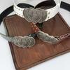 American retro denim design belt personalized yk rivet belt love belt Korean version versatile