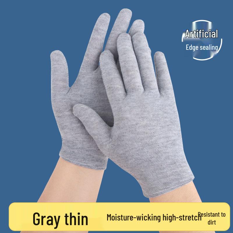 Breathable Gray Cotton Gloves – Unisex Summer Style for Chores, Driving, and Cycling with Sun Protection and Sweat-Wicking Fabric