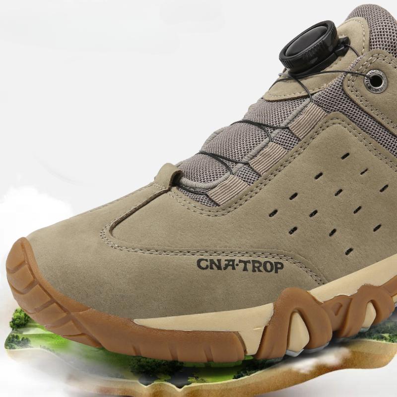 Men's Hiking Shoes Rotating Lace Buckle Treking Sneakers Suede Breathable Non-slip Camping Running Sneakers Male Zapatos Hombre