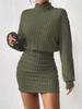 2025 Autumn High-Neck Ribbed Knit Dress: Long-Sleeved, Hip-Wrapping, Sexy Style for Europe and America