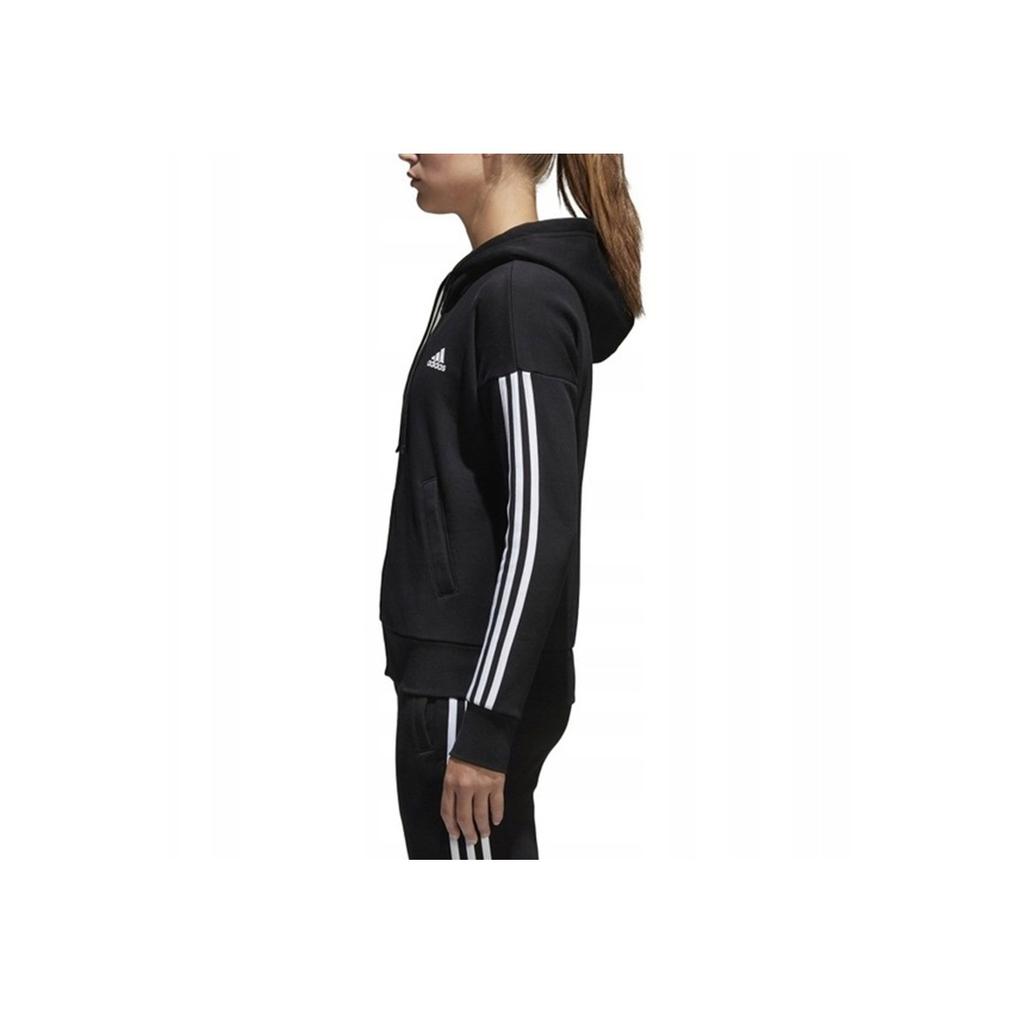 adidas Essentials 3 Stripes Full Zip Hooded Training Running Jacket Women Jackets Black S97059