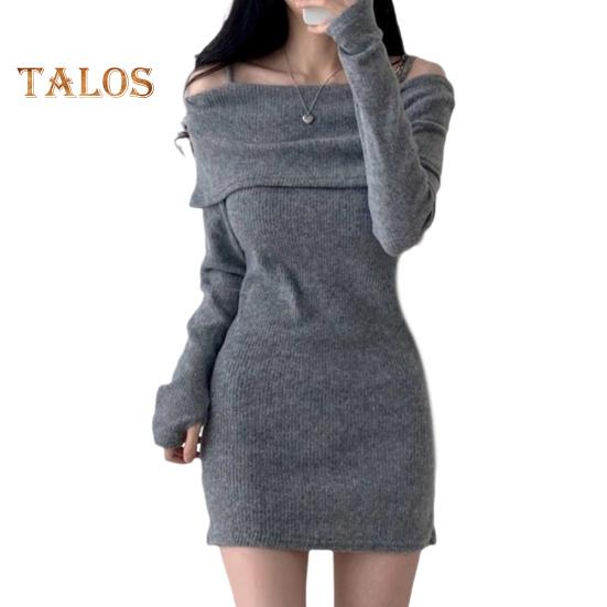 

Жіночі трикотажні топи з відкритими плечима і довгими рукавами, суцільний колір, приталені пуловери, сексуальні довгі блузки в рубчики S сірий