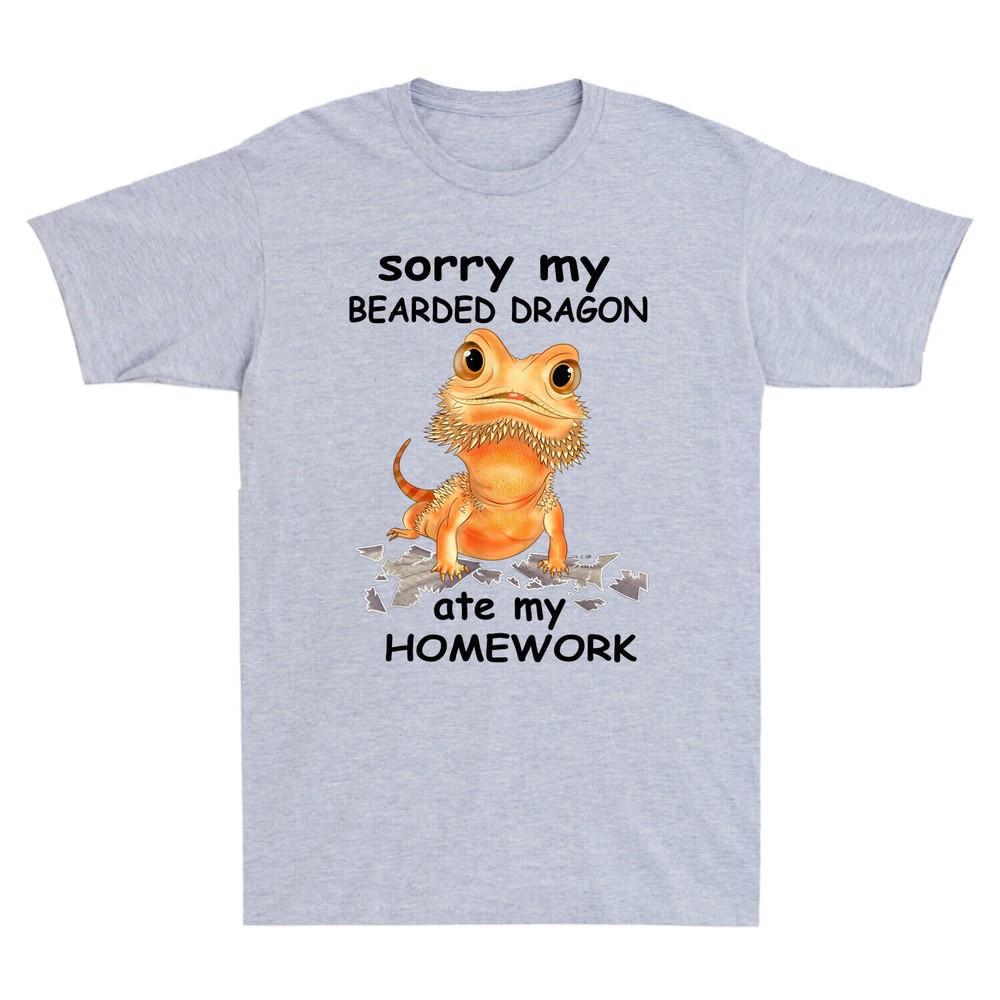 Sorry My Bearded Dragon Cute Ate My Homework Funny Lizard Lover Men s T Shirt Unisex T-Shirt M