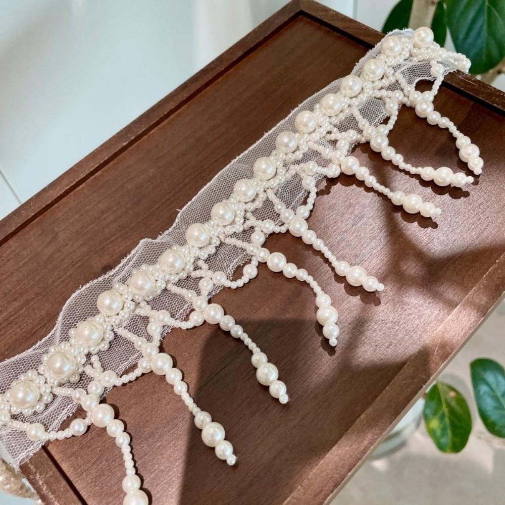 Creative Tassel Beads Necklace Zinc Zinc Alloy Mesh Neck Jewelry Personalized Pearl Lace Choker  Women