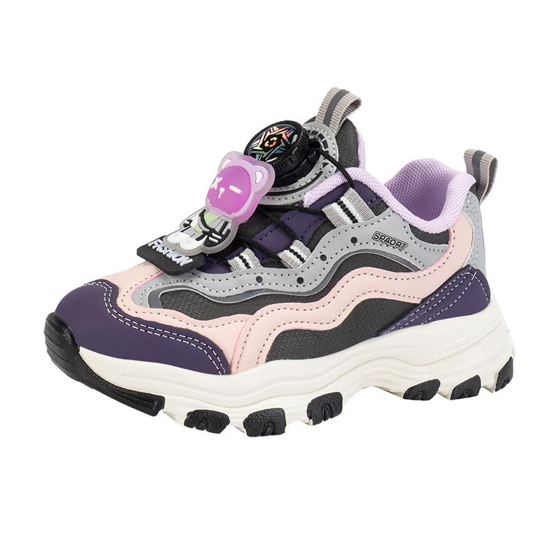 

Girls sneakers autumn 2025 new boys rotating button running shoes cartoon children s casual dad shoes trend 27-32 yards, 6 pairs in one hand фиолетовый