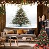 Christmas Tree Ornament Wall Tapestry White Background Red Gold Ball Star Hanging Decoration Aesthetic Holiday Home Decor