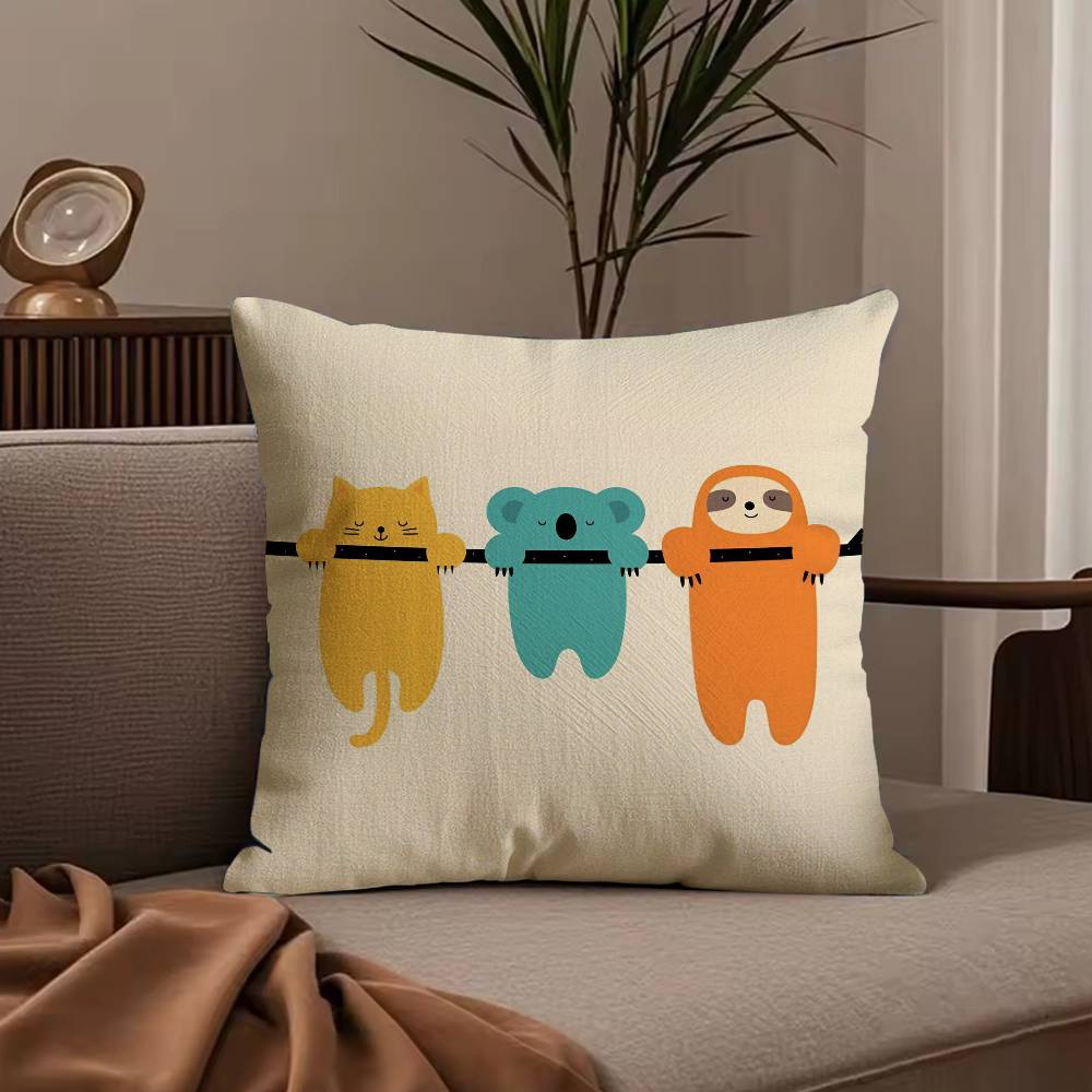 Nordic Modern Anime Pillow Case Anti-dustmite Pillowcase Invisible Zipper Silky Short Plush Sofa Cushion Cover