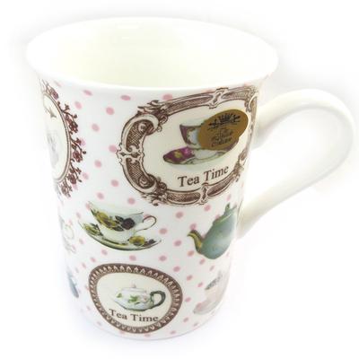 [N4276] - Bílý vícebarevný designový hrnek „Tea Time“