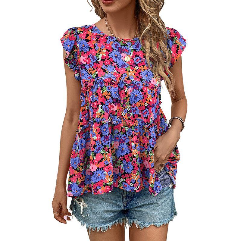 

Summer Tops Print Loose Thin T-shirt Pullover Color Size XL fit (70.00 kg-75.00 kg