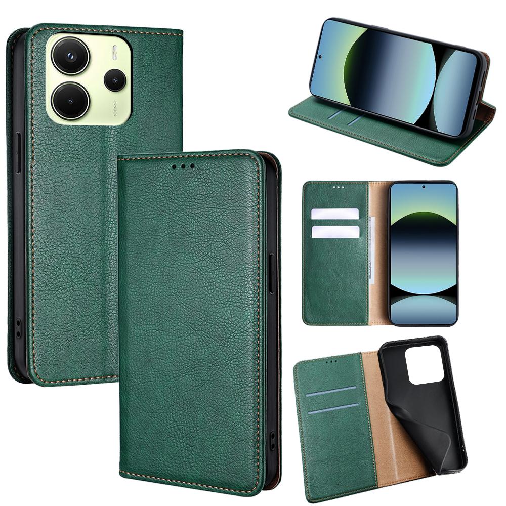 For Xiaomi Redmi Note 14 4G (163.25mm) Case Wallet PU Leather Magnetic Auto-Absorbed Phone Cover