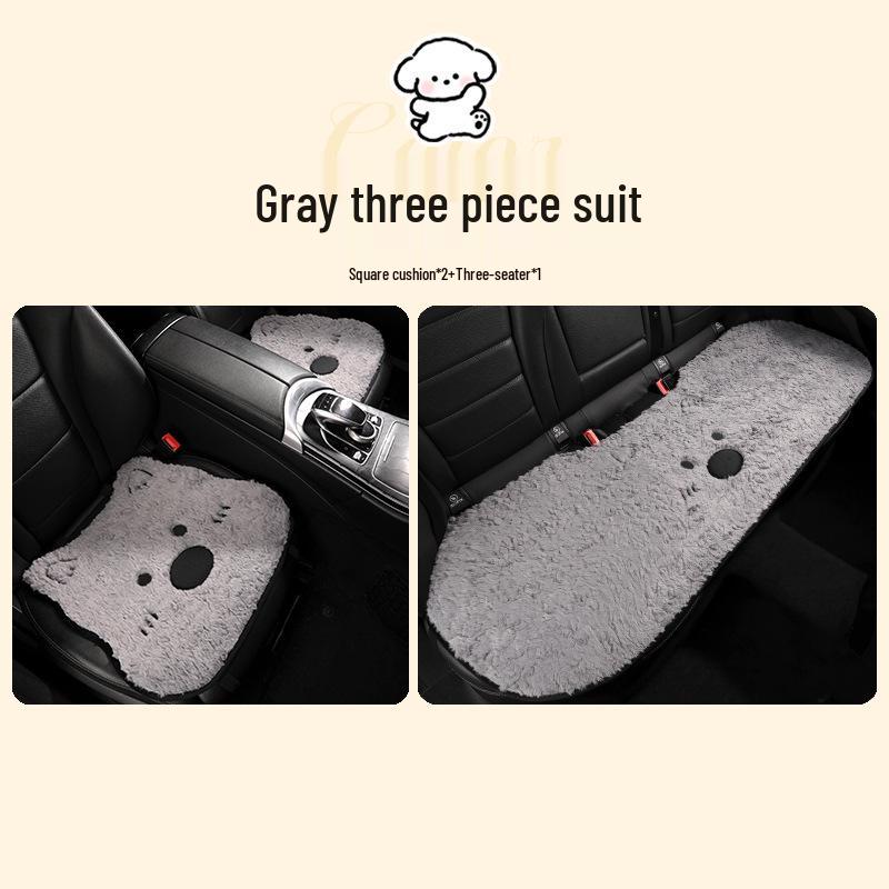 West Highland Cartoon Puppy Plush Car Seat Cushion - Winter Warmth Universal Cover