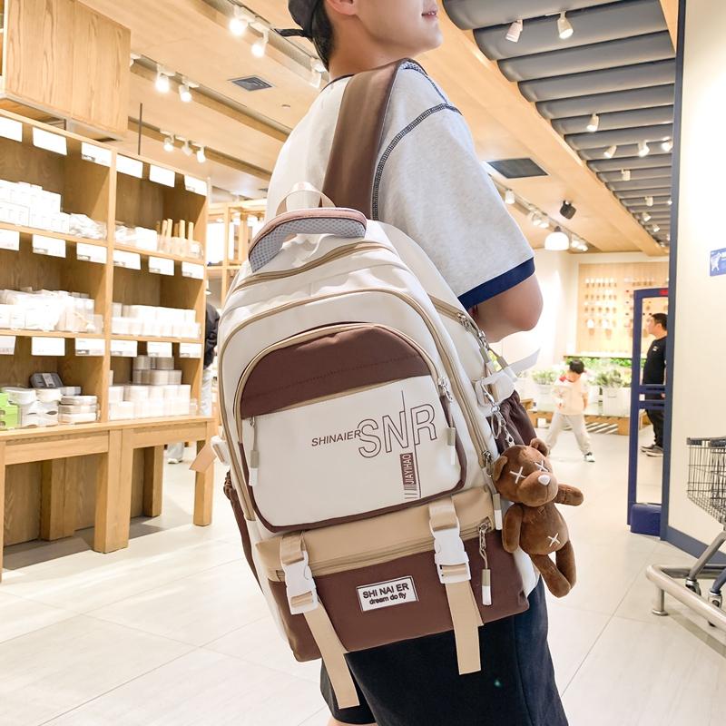 Children's Schoolbag Student Large Capacity Backpack Men's Color Block Backpack Patchwork Women Backpack