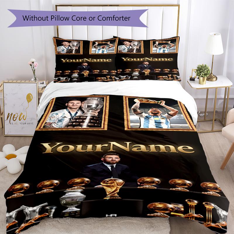 Messi Customize Your Name Duvet Cover Set Design for Decorate room Wrinkle Resistant Home Decor Birthday/Christmas Gift Idea