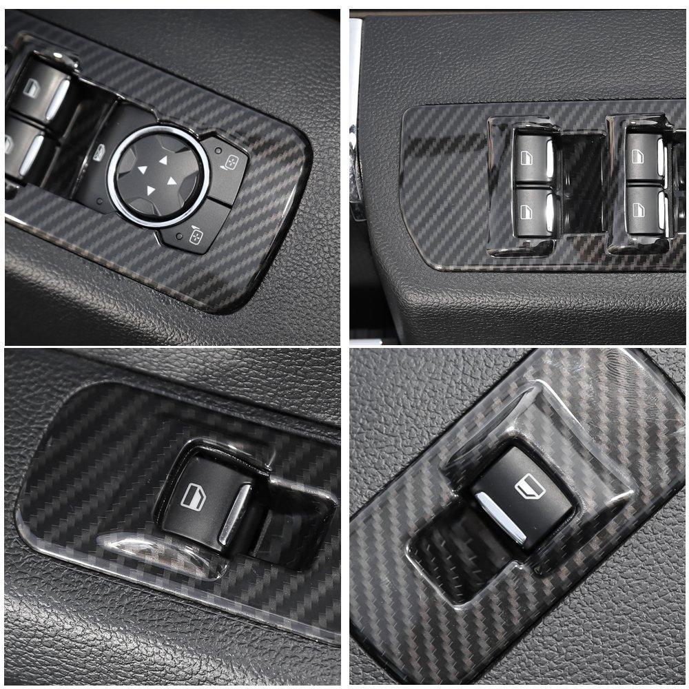 Voodonala Carbon Fiber Grain Window Lift Panel Switch Trims for Ford F150 2015-2020 Interior Decoration Accessories(Painted Carbon Fiber