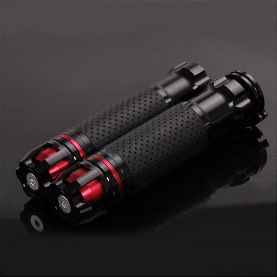 

2X Cnc Machined Aluminum 7/8 Motorbike Throttle Handlebar Hand Grip Black+Red
