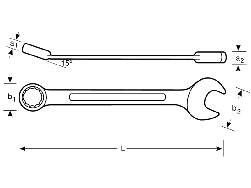 Bahco Combination Wrench for High-Altitude Work, 15mm Width, 185mm Overall Length, TAH111M-15