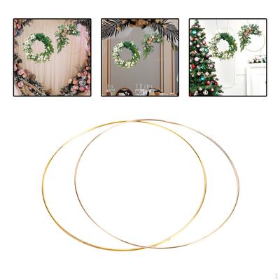 2 Pack Large Metal Floral Hoop Wreath Macrame Golden Rings for Making Wedding Decor and