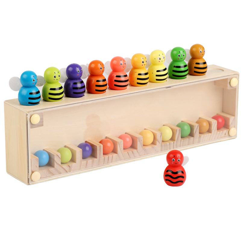 Hračky pro předškolní věk na třídění barev Dřevěná včelka na třídění barev Montessori hračka Logická hra pro kluky a holky Hračky Dárky