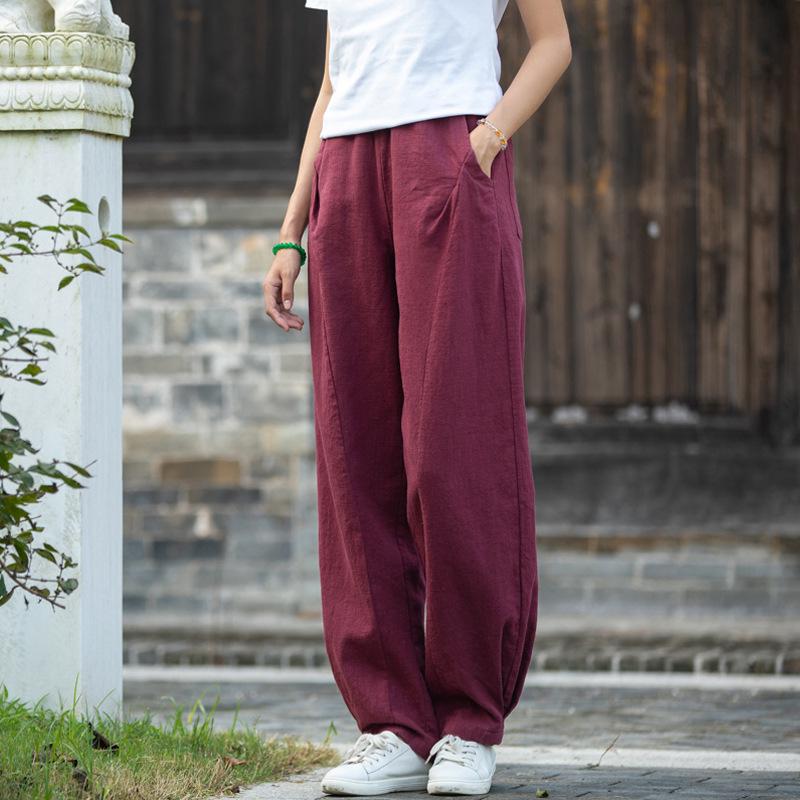 25 Autumn Cotton Linen Women's Literary Patchwork Casual Lantern Pants - Slimming, Versatile Long Trousers