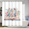 Floral Book Bath Curtain Botanical Shower Curtain Vintage Library Aesthetic Home Decor Reading Lover Gift Unique Pattern Waterpr