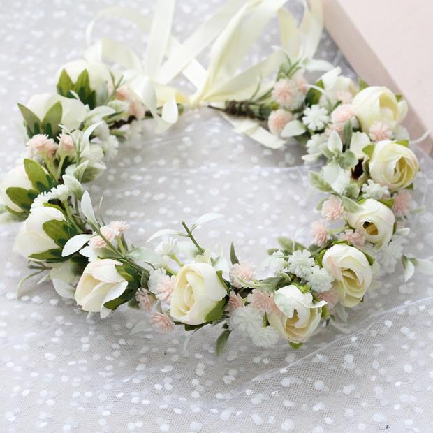 Flower Crown Flower Crown Roses Bridal Headpiece, Beautifully Crafted Flower Crown, Flower Wreath Rose Floral бежевый