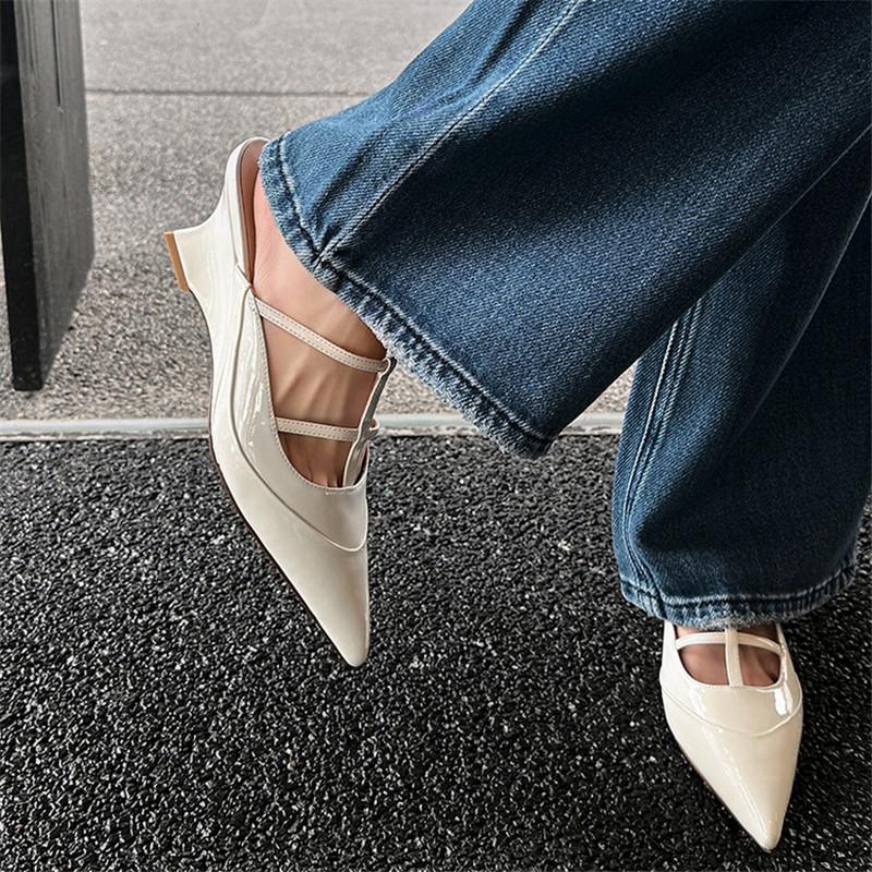 Fashion New Cover Toe Summer Slippers Summer Shoes High Heel Sandals for Women Fashion Slipsole Patent Leather Slippers Ladies Shoes