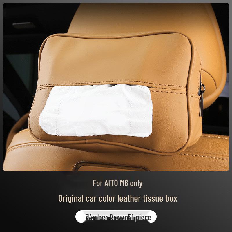 AITO M8 Car Seat Tissue Holder - Car-Mounted Armrest Box Tissue Bag for Car Interior