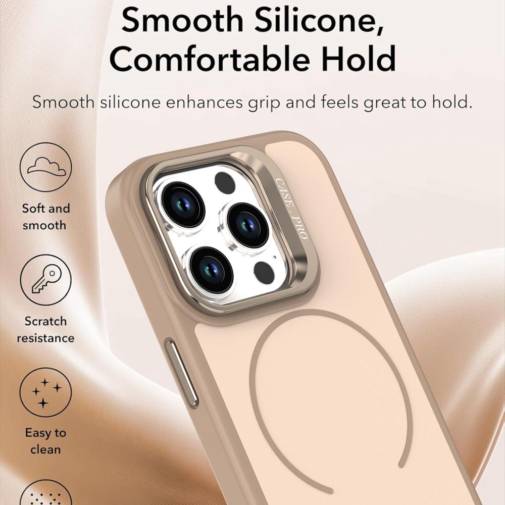 KEYSION Matte Skin Feel Lens Stand Phone Case for Magsafe for iPhone 11 12 Pro Max Magnetic Wireless Charging Shockproof Cover
