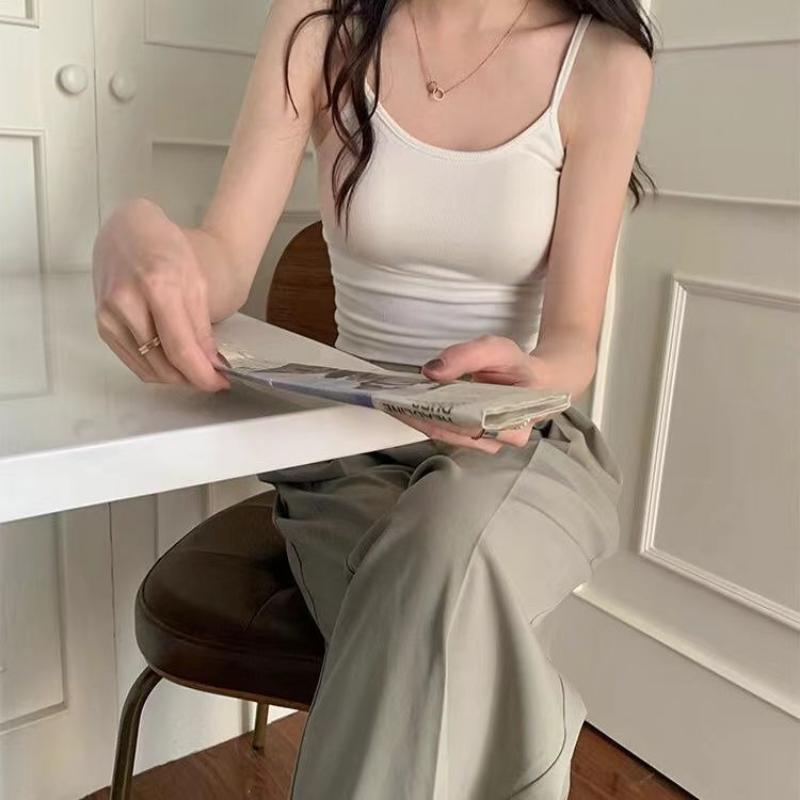 Padded Suspender Tank Top for Women's Outerwear Camisole for Students and Girls' Sports Bottoming Slim Fitting Versatile Style Lingerie