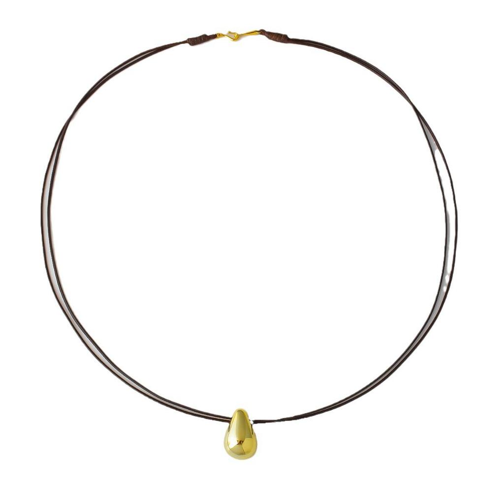 Elegant Unisex Waterdrop Pendant: Simple, Lustrous Bean Design, Perfect for Long Sweater Chains