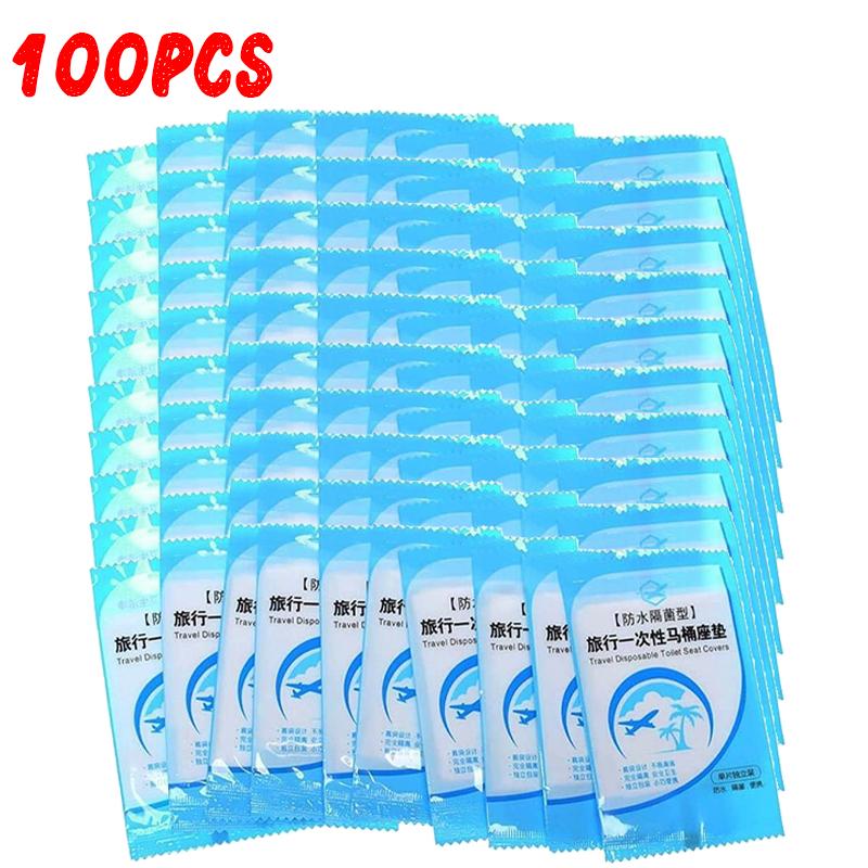 100/10pcs Waterproof Disposable Toilet Seat Covers Safety Toilet Seat Mats Portable Travel Camping Pads Bathroom Accessiories