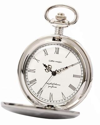 Antieke zakhorloge met Witte SW [Ulra-Eenvoudig Ontwerp][Japans Uurwerk] [Kleine Magie] (Zilveren Wijzerplaat)