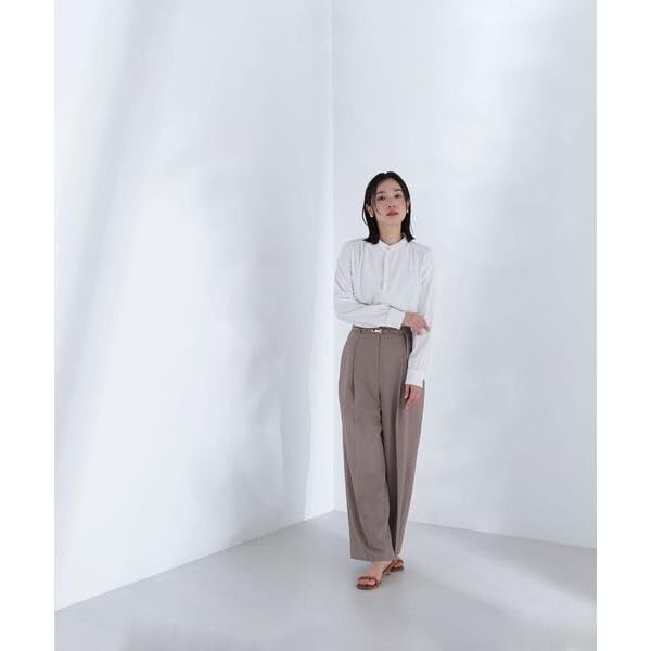 Natural Beauty Basic Trimmed Beige Women's Two-Tone Blouse,