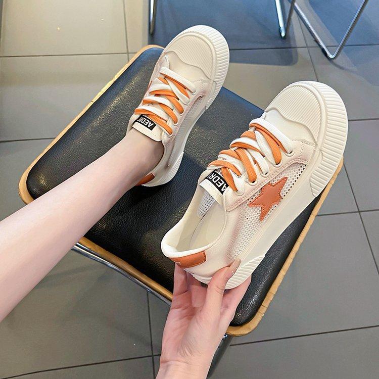 Casual Mesh White Shoes for Women  Spring and Summer New Sports Flat Ins XINGX Thin Low-Top Sneakers Women