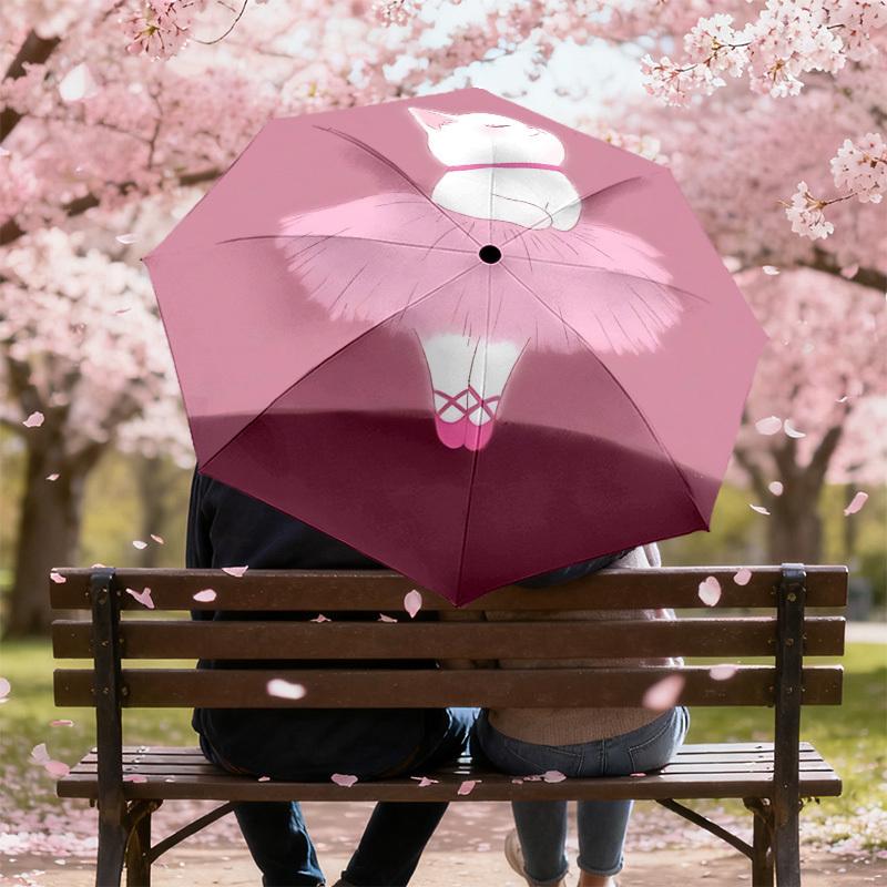 Adorable Ballerina Cat Pink Tutu Print Umbrella - Auto Open/Closed, Outdoor Gear,  Lightweight & Durable 085