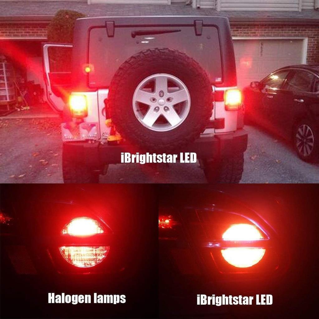 iBrightstar 9-30V Flashing Strobe Blinking Brake Lights 1157 2057 2357 7528 BAY15D LED Bulbs with Projector Replacement for Tail Brake Stop Lights,